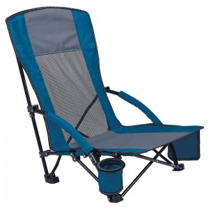 XGEAR Low Seat Lightweight Folding Beach Chair with High Back Mesh Back